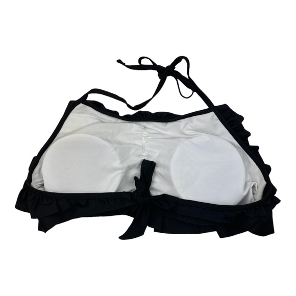 Black Ruffle Halter Bikini Top Size XL - Picture 2 of 3